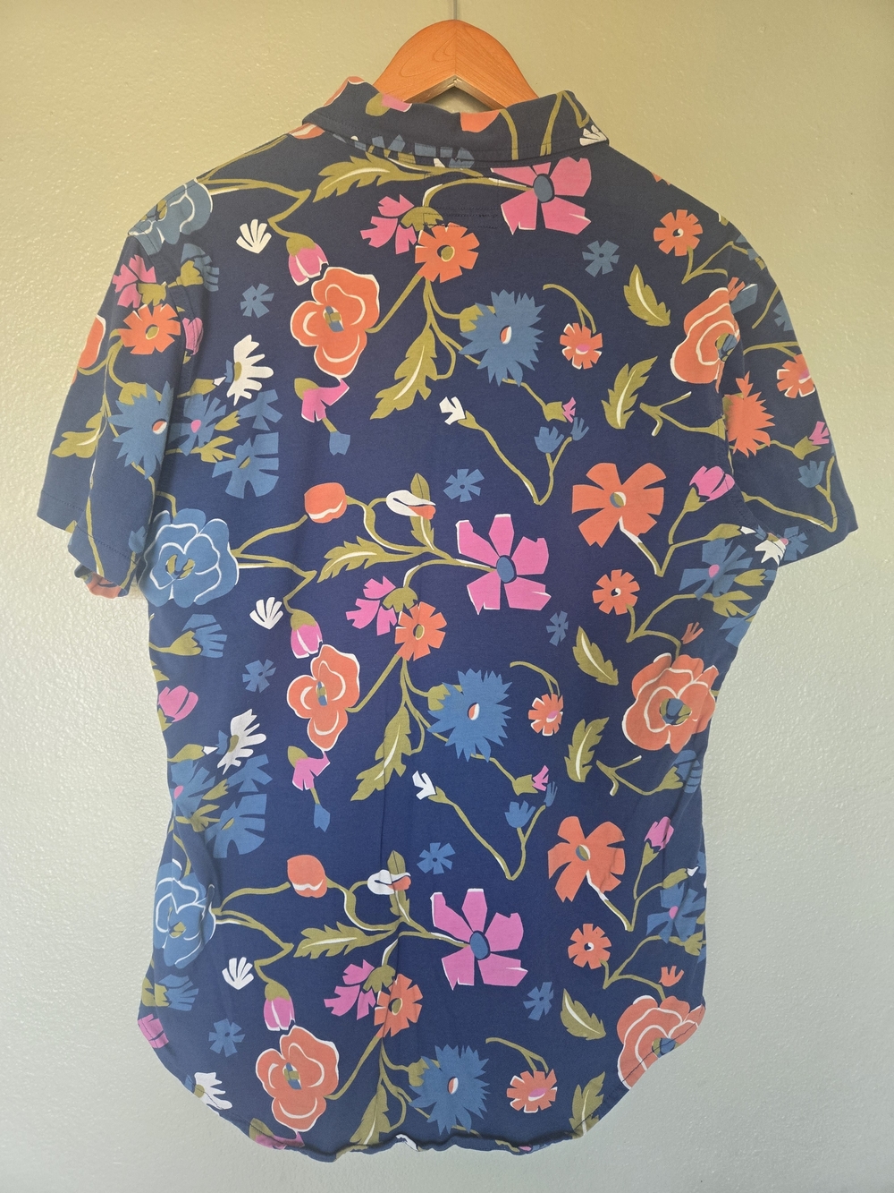 Bonobos Navy Short-Sleeve Floral Button-Down, Med, Casual, Preppy, Cotton, Golf - Picture 3 of 5